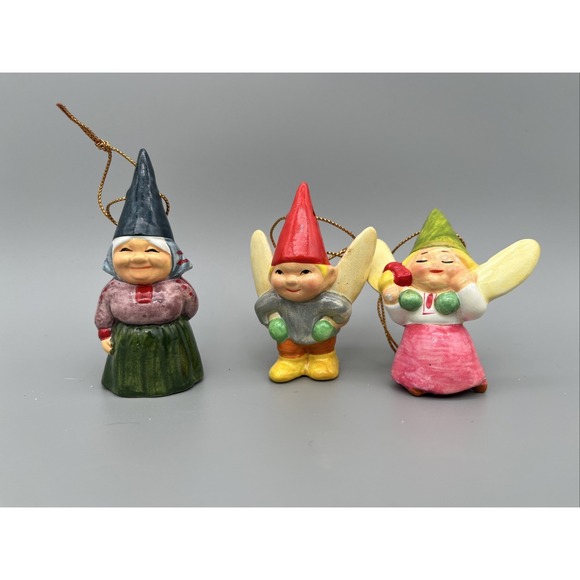 Vintage Uniboek Gnome Christmas Tree Ornaments Korea 1979 Set of 3 - Picture 1 of 13